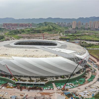 Prefab Q690 Public Metal Steel Building Stadium Storefront